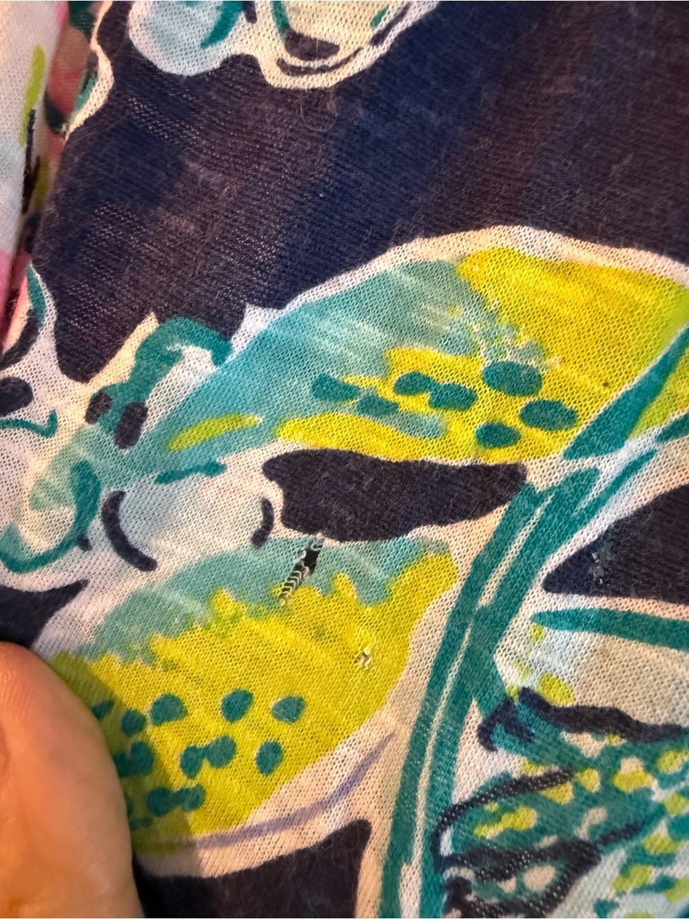 Lilly Pulitzer Navy Floral Sleeveless Henley Camisole - Picture 3 of 3